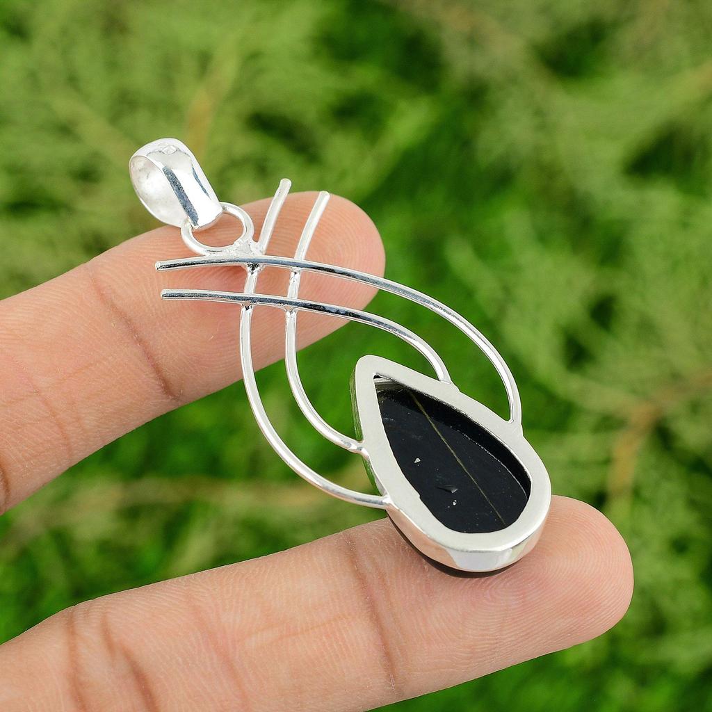 Daughters Day Deal Sterling Silver Pear Pietersite Stone Wedding Mother Pendant