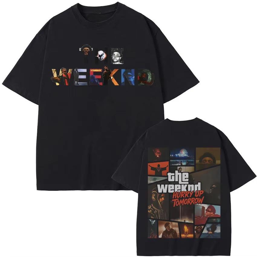 Trendy The Weeknd Hurry Up Tomorrow Double Sided Print Graphic 2026 Spring summer Men Women Short Sleeve Top Gothic Hot Sale