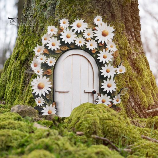 Деревянная волшебная садовая дверь-эльф, украшение для улицы, миниатюрный эльф, украшение для двери, сказочный мир, крошечная фигурка для двери дома, скульптура