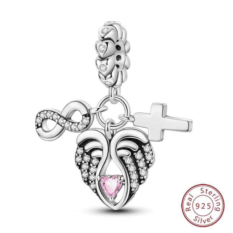 Настоящая медь Розовая серия Шармы-бусины в форме сердца Подходят для оригинальных браслетов Qikaola Сделай сам Украшения на День матери Подарок для мамы