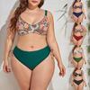 2Pcs/Set Women Bikini Fashion Print Adjustable Plus Size Sling Vintage Pattern Split Swimsuit for Vacation