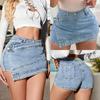 Rose Beauty A Rave Y2K Street Vintage Overlap Waist Wrap Solid Asymmetrical Hem A-Line Stretchy Skinny Cargo Denim Mini Skorts Music Festival Outfits