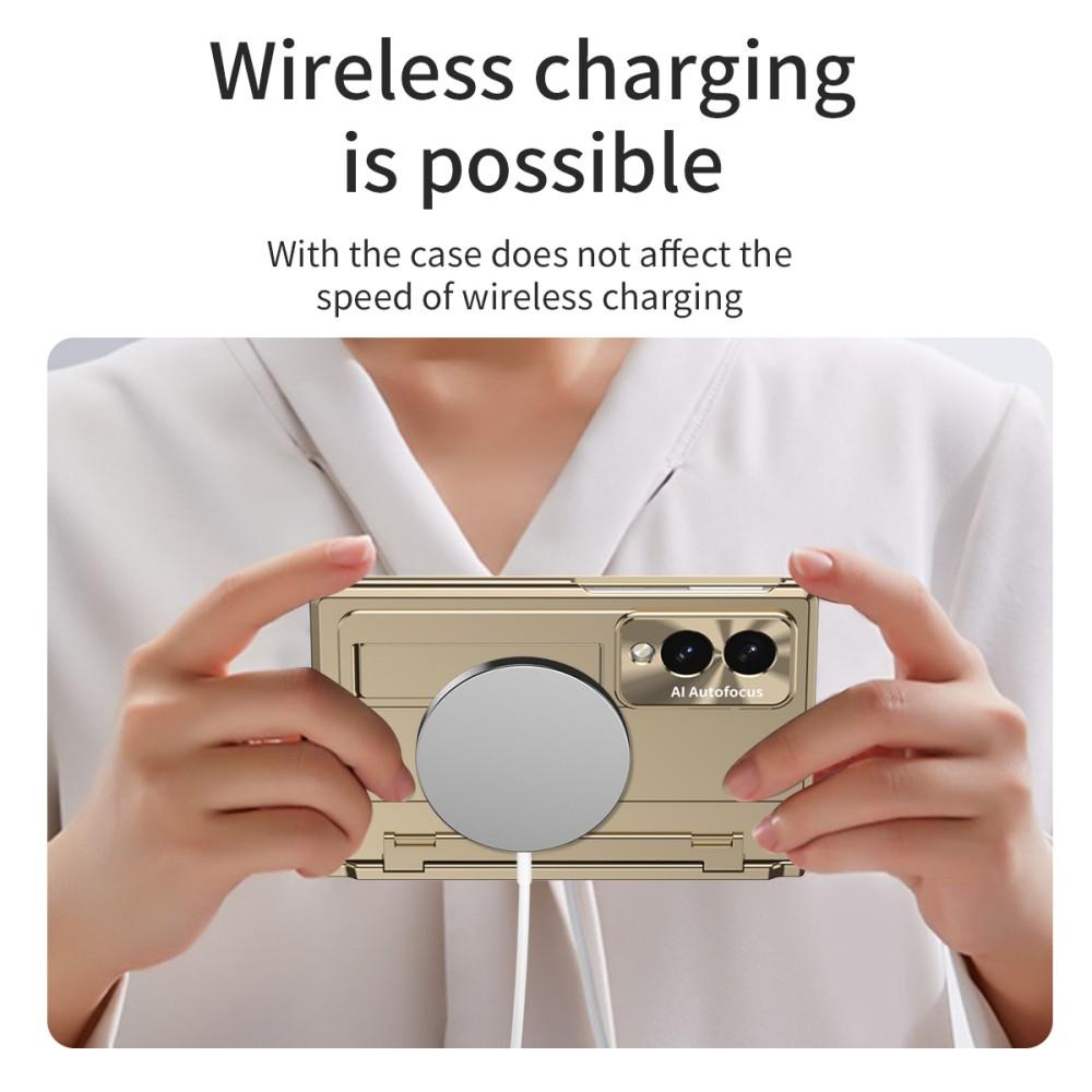 Plating For Samsung Galaxy Z Fold 8 7 6 5G Case Magnetic Wireless Charger Hinge Protective Front Protection Film Back Cover