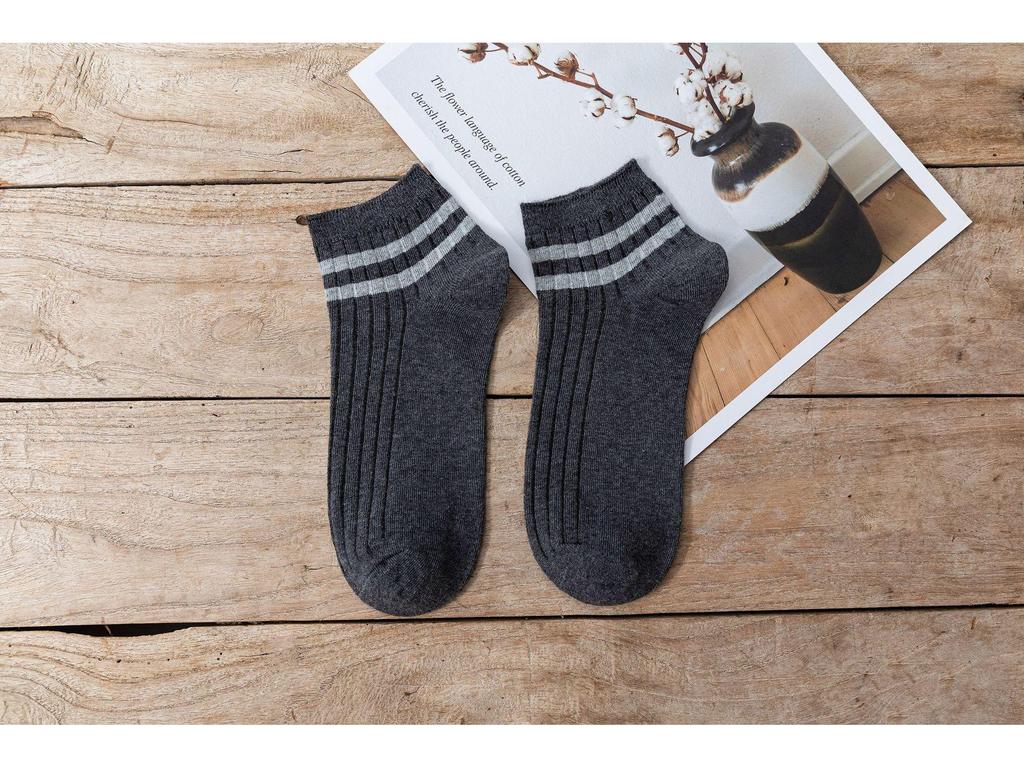 Мужские всесезонные спортивные носки с низким вырезом в японском стиле с двойной полоской