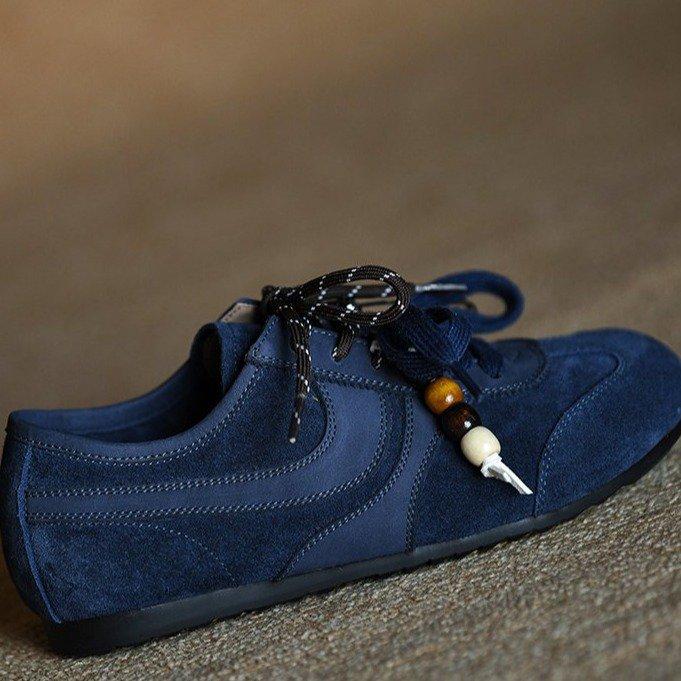 Насколько это уродливо? Матовая коровья кожа синие туфли Dexun женская модная повседневная обувь 2025 новая осень кожаная женская обувь одинарные туфли