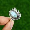 Natural Larimar Gemstone Statement Adjustable Ring 925 Sterling Silver For Girls