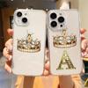 Для iPhone 15 16 14 13 12 mini 11 Pro Max XS X XR SE 7 8 Plus Силиконовый Прозрачный Чехол Алмазная Корона Буква 26 Букв Чехол для Телефона