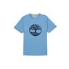 Letter Logo Printed Casual Round Neck Short Sleeve T-Shirt Men Tops Blue A6281-DJ5
