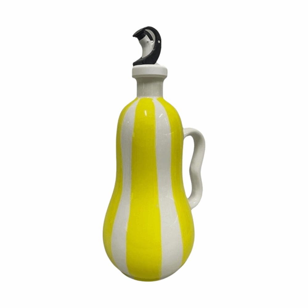 Ergonomic Grip Ceramic  Oil Bottle Striped Pattern Dispenser Container  Kitchen Accessories