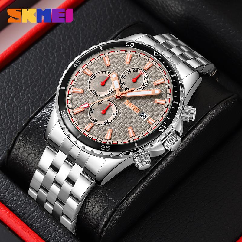 Новый продукт Moment Beauty трехглазые мужские часы с большим циферблатом из нержавеющей стали с кварцевыми часами секундомером хронографом мужские