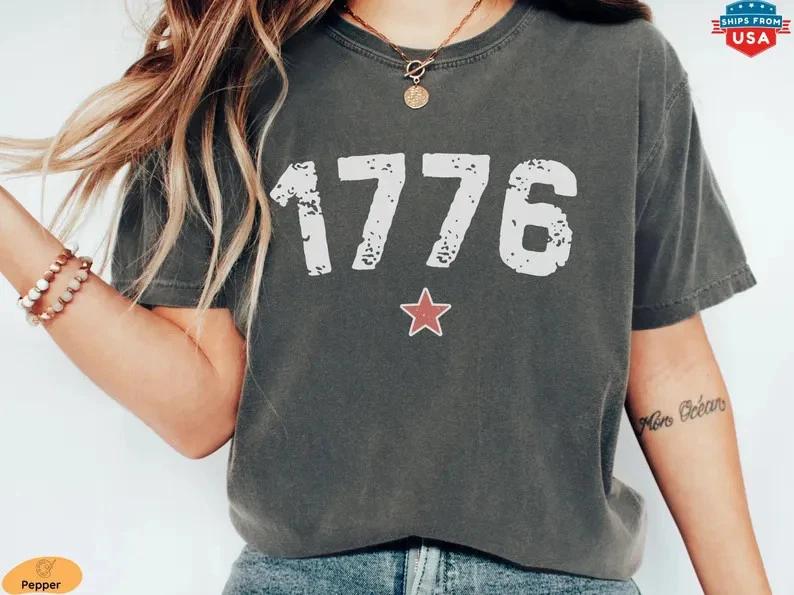 Patriotic 1776 America Independence Day Graphic T Shirt USA Tee