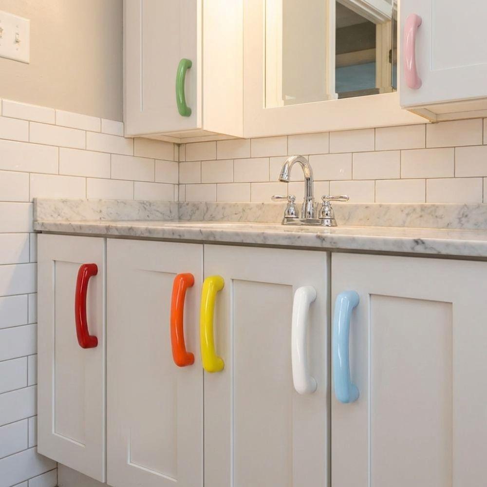 Colorful Design Brass Ceramic Handle Comfortable Feel Drawer Handle Home Furniture