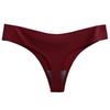 Burgundy Plus Size Low Rise Invisible Ice Silk Quick-Dry Thong Panties for Women