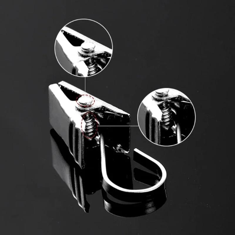 20-PCS  Stainless Steel Curtain Hook Clips, Heavy  Duty  Drapery  Hooks for  Living  Room Bedroom  Window  Decor  (Silver)