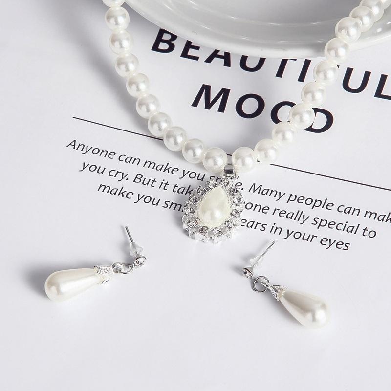 Наборы украшений для женщин Женские украшения Невеста Жемчужное ожерелье-чокер Серьги Подвеска Ожерелье Серьги-крючки Набор украшений