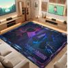 City Cyberpunk Theme Crystal Velvet Floor Rug Personalized Custom Name Text Warm Carpet Home Decoration