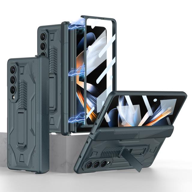 Противоударный бронированный чехол для Samsung Galaxy Z Fold 4 5g Slide Pen Slot Case Магнитный шарнирный кронштейн-подставка для Samsung Z Fold 4 Case