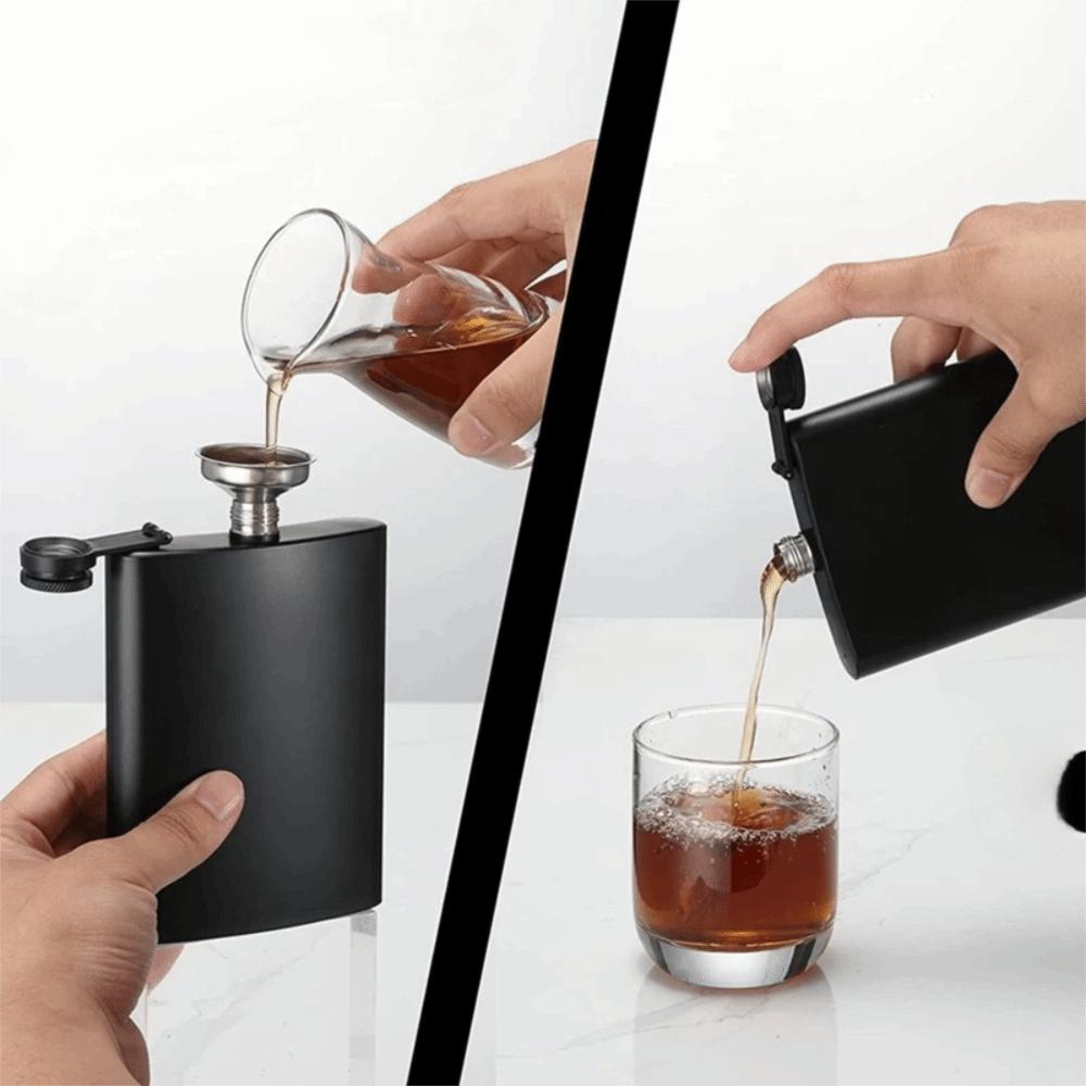 Нержавеющая сталь Фляжка Плоская Бутылка для Виски Посуда Черный Карманный Флакон Туризм