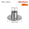 30 шт. Т-образная гайка M6 M8, углеродистая сталь, круглая основа, фланцевая вставная гайка, сквозное отверстие, высота 6-20 мм, Т-образная сварная гайка