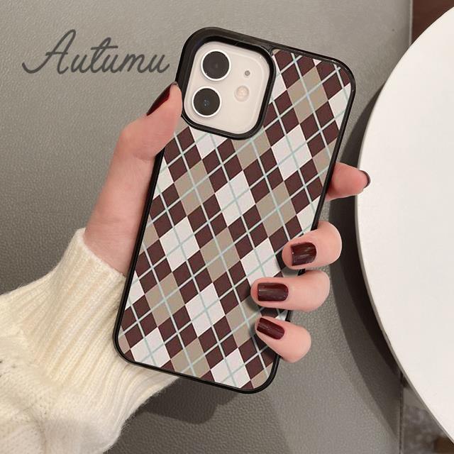Чехол для телефона с клеткой аргайл для iPhone 11 12 13 14 Pro Max mini X XR XS SE 2020 5 6S 7 8 Plus Samsung Galaxy S21 S22 Чехол-накладка