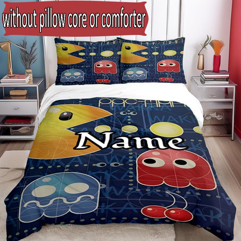 3pcs Duvet Cover Set (1*Duvet Cover + 2*Pillowcase, Without Core), Custom Name PAC Pattern Bedding Set, Home Bedroom Decor Gift