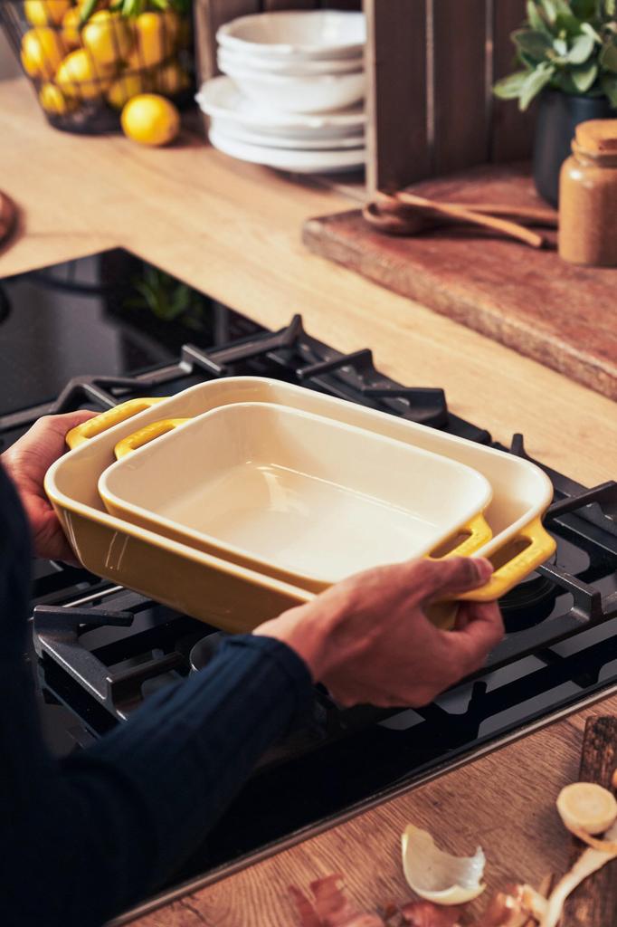 Блюдо Staub 20 см Керамическое блюдо для запекания Подходит для использования в микроволновой печи Японское керамическое блюдо цвета цитрона "Прямоугольный цитрон" [Авторизованный продукт] Z1029-535