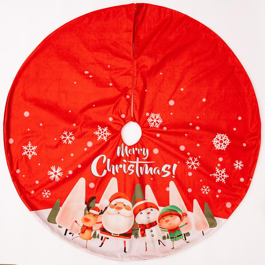Charming Red Snowflake Tree Skirt Adorned With Festive Christmas Gnomes For Holiday Cheer