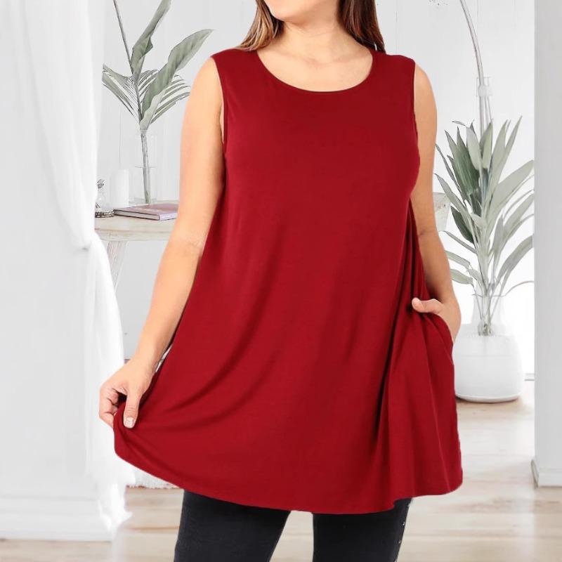 DICFY Women's Fashion Casual Summer Spring Sleeveless O-Neck Blouses & Shirts