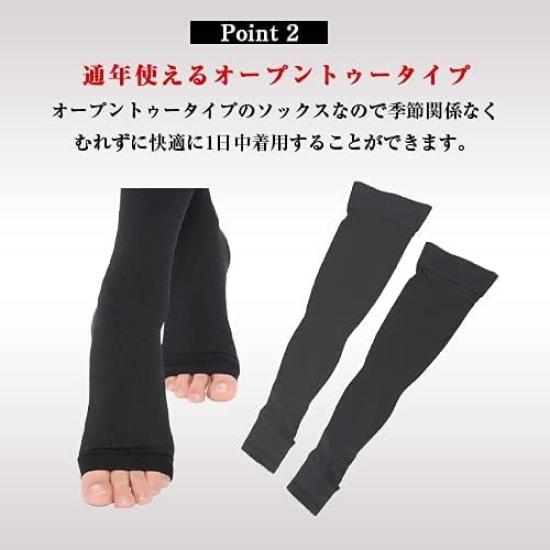 MKY Company Compression Socks Walkplus+ Compression Socks for Sleeping Open Toe Socks Office Black (L-XL)