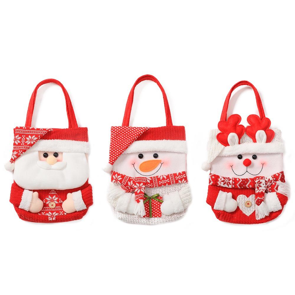 Cartoon Christmas Eve Apple Bag Handheld Xmas Candy Bag Christmas Tote Bags Xmas Ornaments