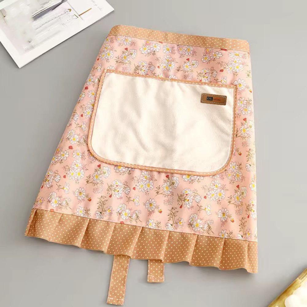 Flower Half-length Apron Canvas Cooking Half-waist Apron Fashion Work Clothes Cooking