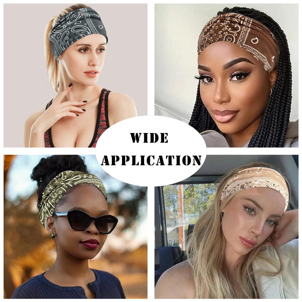 Boho Headbands Wide Knot Hair Scarf Floral Printed Hairband Elastic Turban Headwrap Stretch Head Bands Bandana Fashion Hair Accessories for Women