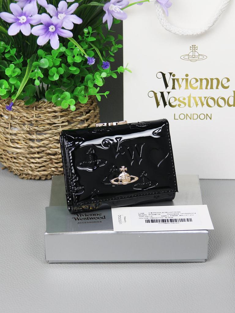 Женский трехсекционный кошелек 2025 года: Натуральная коровья кожа, Westwood, тиснение в виде сердца.