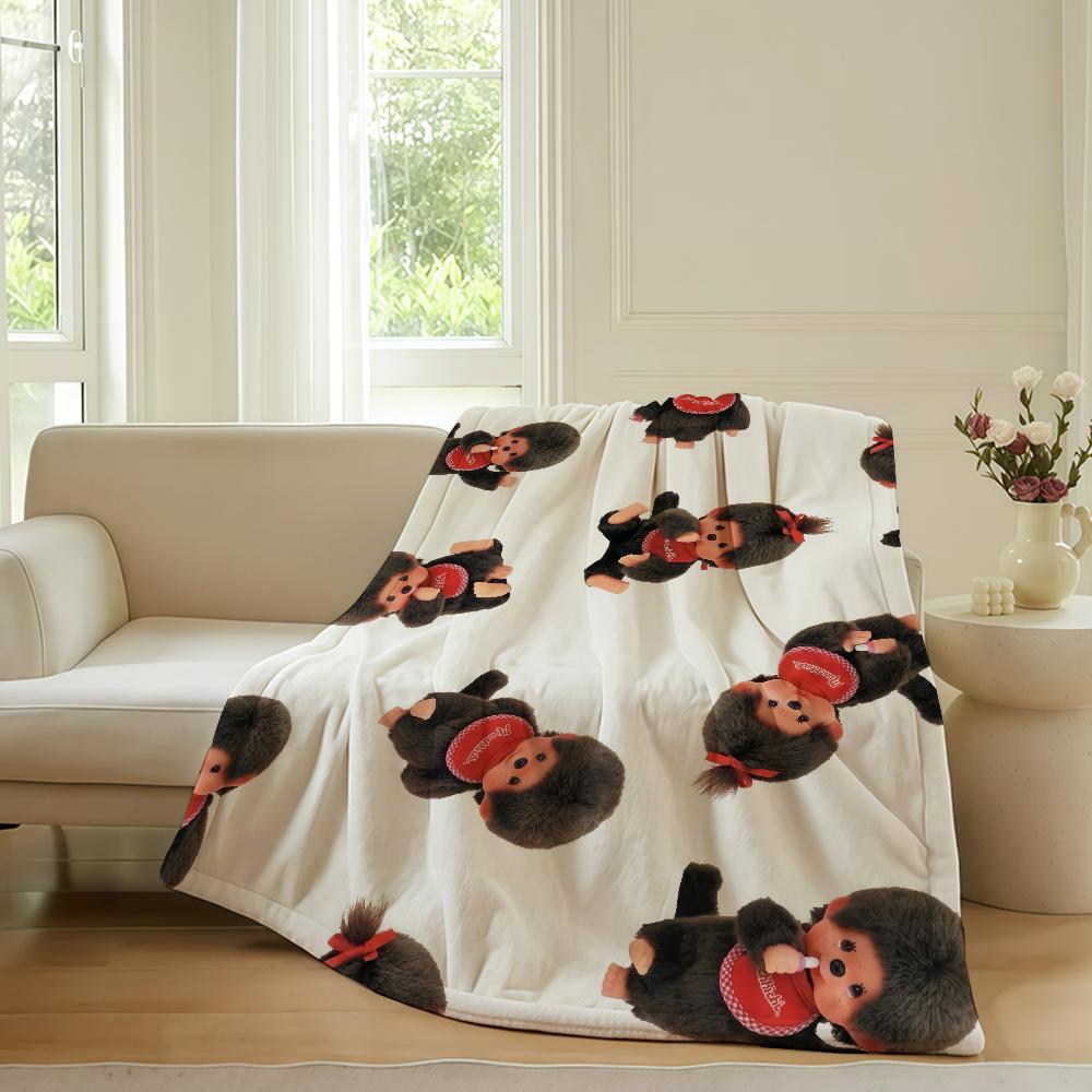 Cartoon Blanket Warm Soft Suitable For Bedroom Sofa Bed Living Room Office Travel M-Monchhichis-S Kawaii Camping Gifts