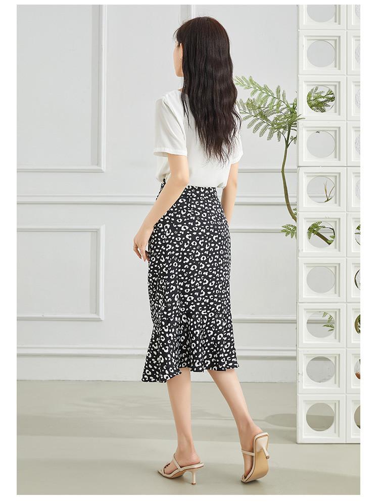 [A-line skirt] Summer contrasting color design, fashionable printed women's half skirt