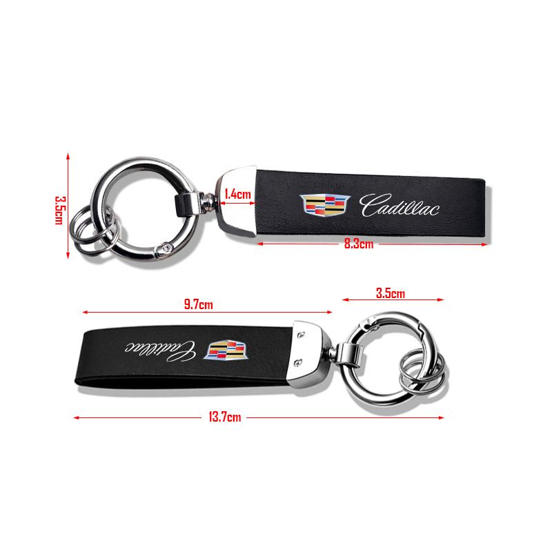 Car Metal Key Chain Fine Leather Emblem Key Ring for Cadillac Escalade CTS DTS STS XTS ATS BLS SLS Deville CT5 CT6 XT5 XT6