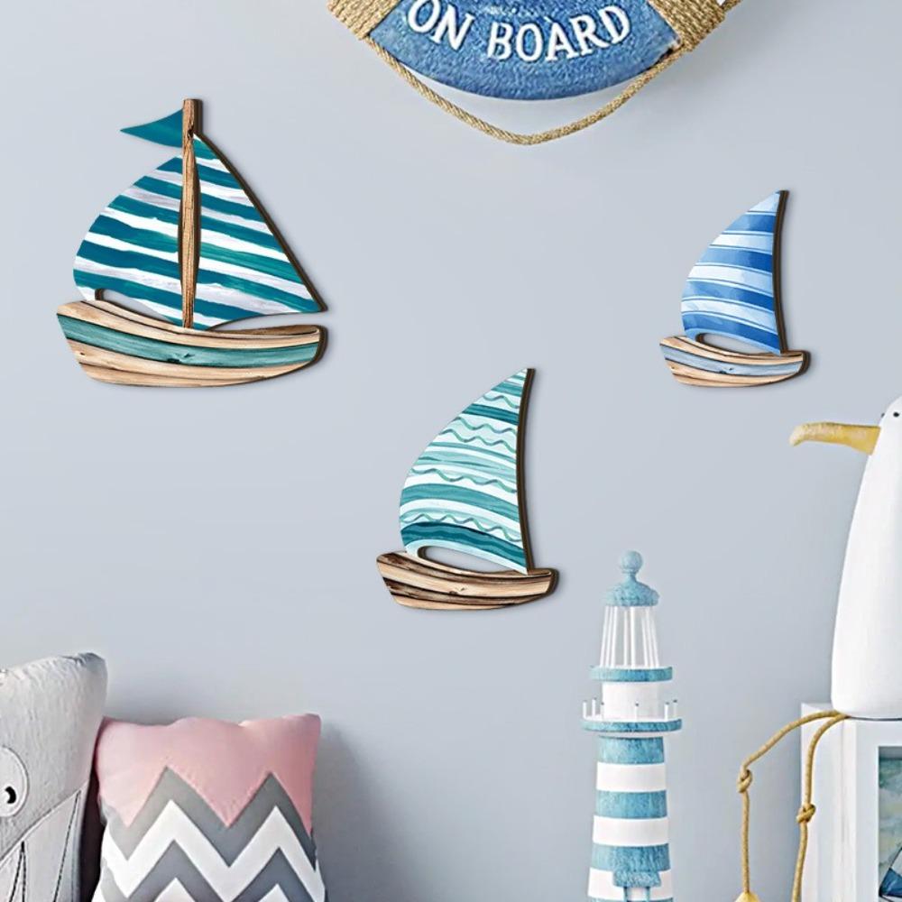 Ocean Theme Sailboat Hanging Sign Hawaiian Style Ocean Sailboat Decor For Summer Home Room