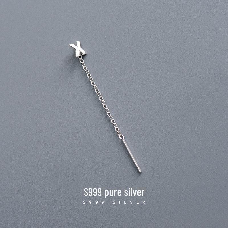 Серьги-буквы Banyan Tree S999 из стерлингового серебра для женщин — модный холодный стиль 2023 года