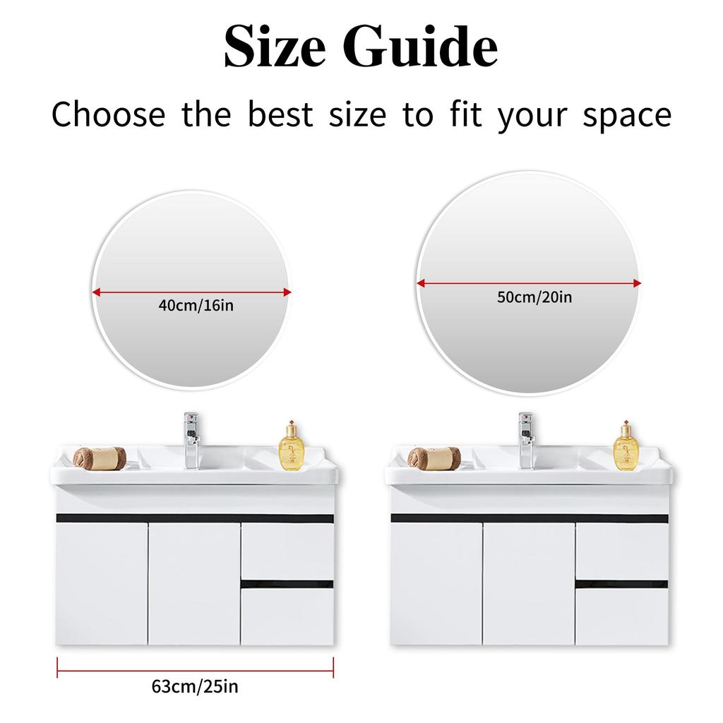 ANYHI 50 см белое круглое зеркало, настенное зеркало, зеркало для ванной комнаты, круглое настенное зеркало, подходит для ванных комнат, спален и прихожих