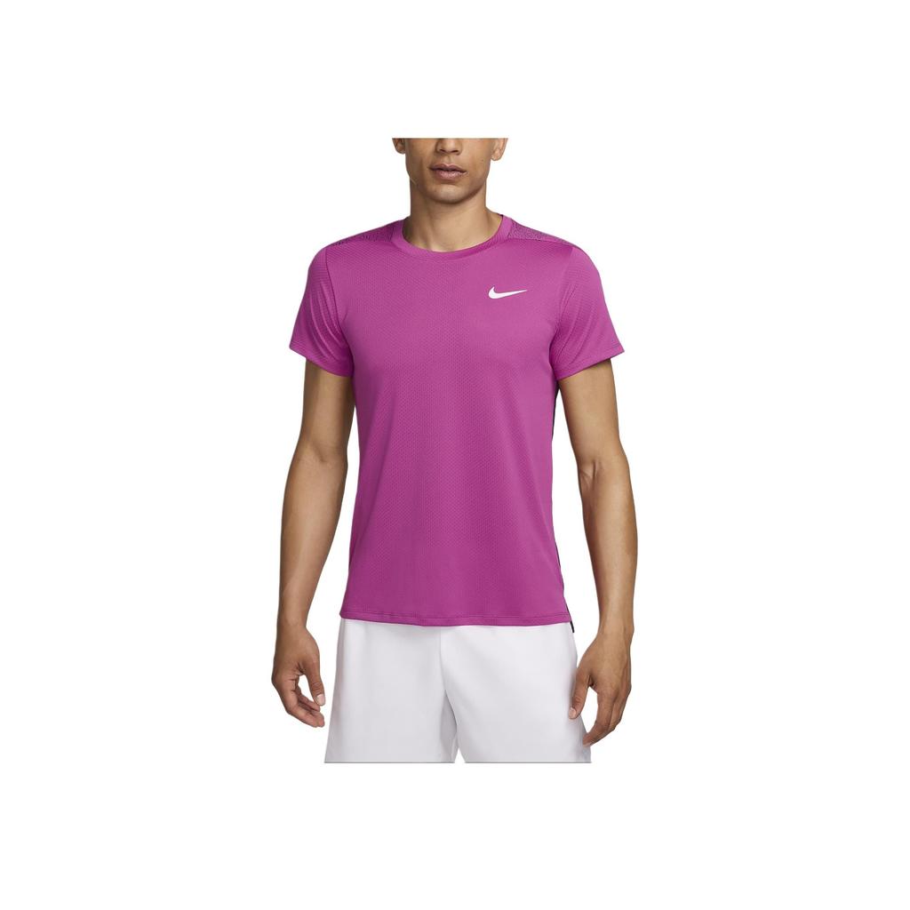 Nike Court Slam Dri-Fit Tennis Top Round Neck Breathable Short Sleeve T-Shirt Men Tops Hot-Purple White FQ2018-518