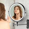 9 Wall Mounted Makeup Lighted Mirror 4000mAh Rechargeable Double Sided LED Vanity Mirror with Height Adjustable1X 10X Magnifica
