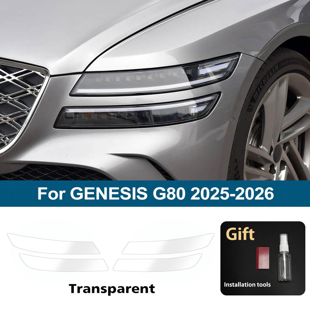 Защитная пленка для фар автомобиля из ТПУ для GENESIS G8 E-G80 Дымчато-черная Высокоглянцевая Предварительно вырезанная PPF Антицарапающая Комплект виниловой обтяжки для автомобиля