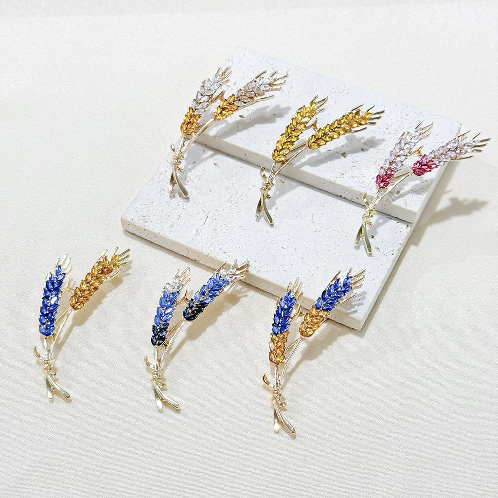 Изысканная брошь с кристаллами в виде колоса пшеницы, модный простой костюм, пальто, одежда, корсажная булавка с аксессуарами