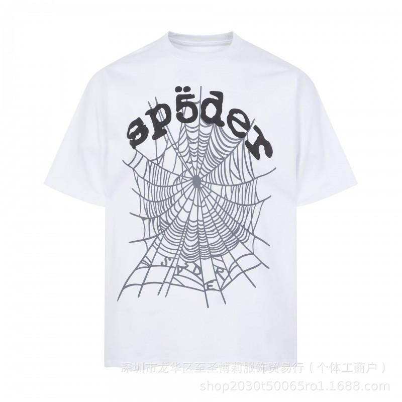 Sp5der 3D Puff Print Graphic Tee Men Loose Fit Cotton Short Sleeve T-Shirt Casual Wear