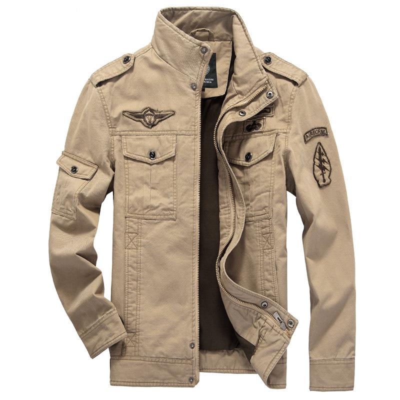 Spring and Autumn Jacket Men's Military Pure Cotton Jacket Large Size Men's Clothing