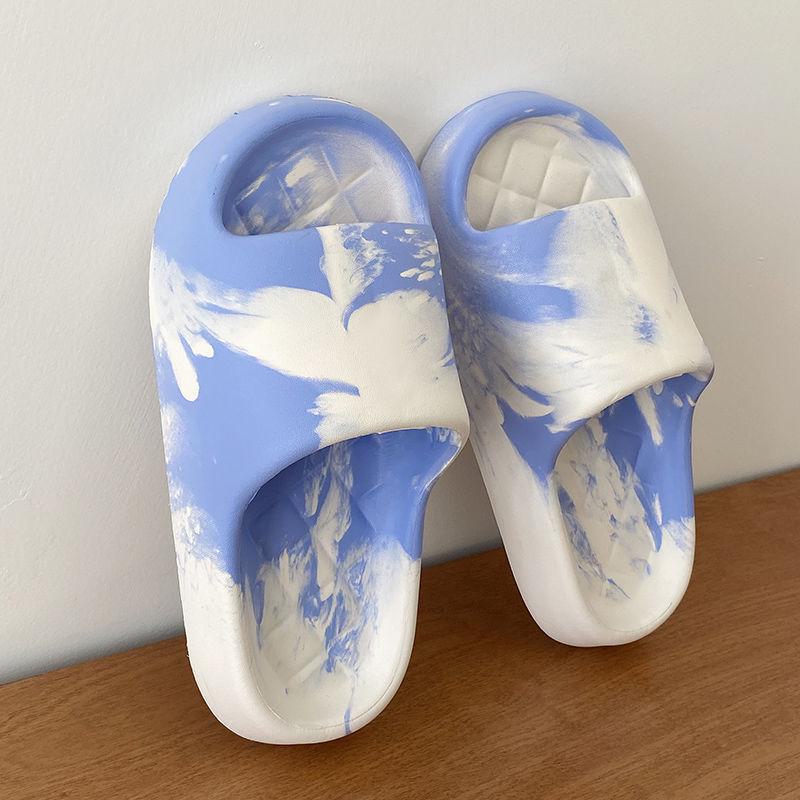 Летние тапочки в уличном стиле из ЭВА на толстой подошве для мужчин и женщин: Дизайн Splash Ink, идеально подходит для улицы, дома и ванной.