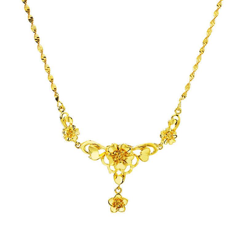 Imitation Gold Necklace Jewelry for Women, Long-lasting Colorfast, Simulated Bride Wedding, Vietnamese Sand Gold Sweater Chain, Versatile