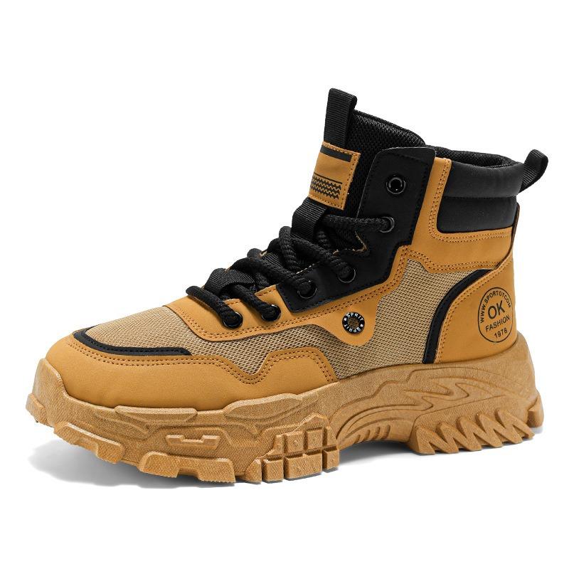 Модная Высококачественная Мужская Пустынная Обувь Защитная и Рабочая Обувь Для Открытого Воздуха Нескользящая Амортизирующая Платформа Обувь для Альпинизма Британские Мужские Ботильоны