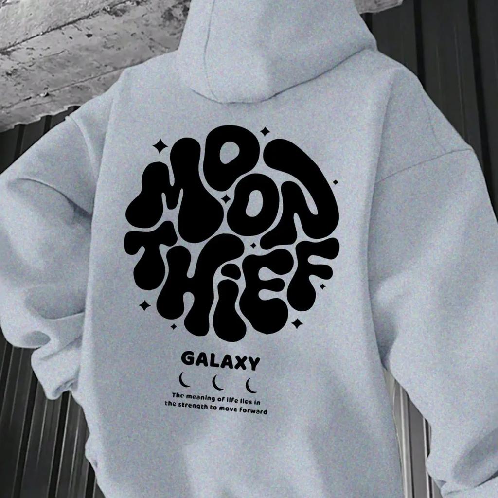 Autumn and winter and wo hooded long sleeved hoodie, moon thief galaxy printed fabric soft and comfortable