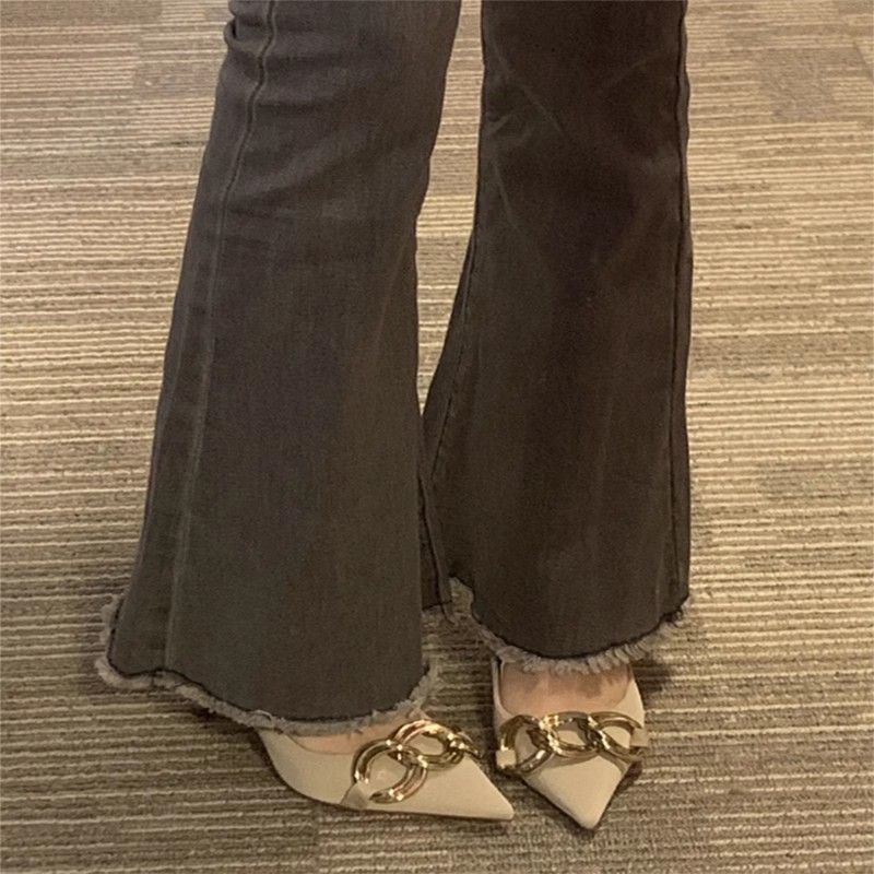 Женские туфли-лодочки телесного цвета 2025 новый дизайн нишевые французские тонкие каблуки острый носок принцесса не устают ноги одинарная обувь женская